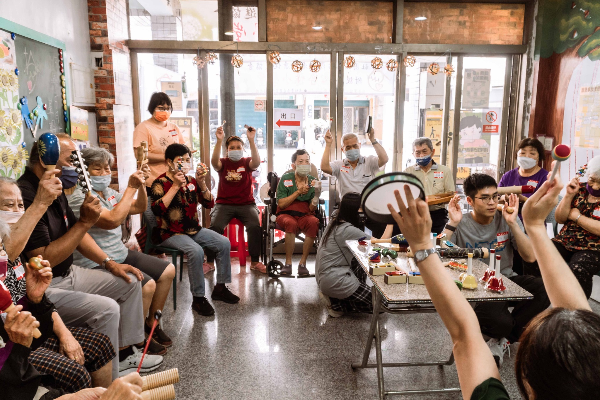 Seniors joyfully enjoying the senior music care program.
